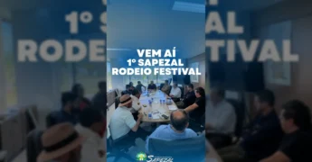 Prefeito Claudio Scariote e representantes da Câmara Municipal, CDL e ACISA em reunião para organizar o Sapezal Rodeio Festival / Instagram Prefeitura de Sapezal
