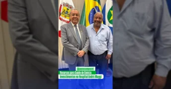 Secretário Jovelino e Senador Jayme Campos em Brasília discutindo recursos para o Hospital André Maggi de Colniza. Crédito: Prefeitura de Colniza / Instagram.