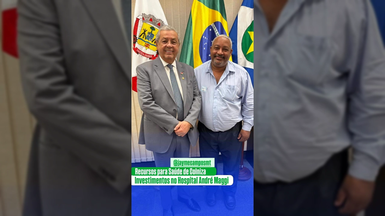 Secretário Jovelino e Senador Jayme Campos em Brasília discutindo recursos para o Hospital André Maggi de Colniza. Crédito: Prefeitura de Colniza / Instagram.