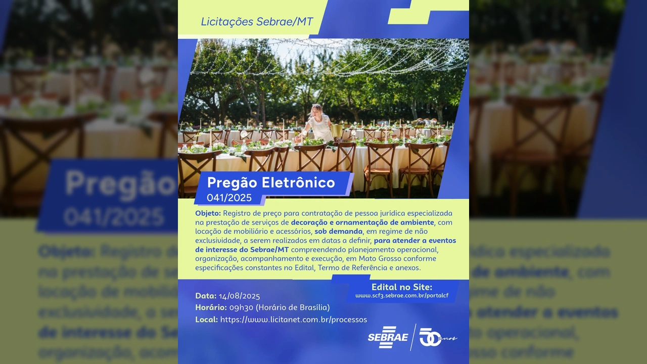 Serviços de decoração e ornamentação de eventos para o Sebrae Mato Grosso. Crédito: Sebrae Mato Grosso / Instagram.