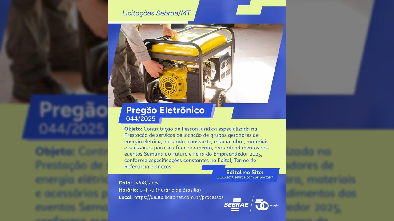 Pessoas trabalhando em um gerador de energia e assinando documentos, representando os pregões eletrônicos do Sebrae Mato Grosso.
