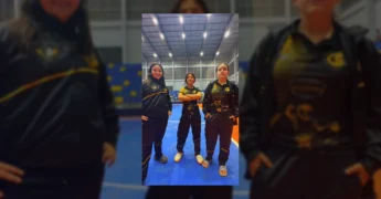 Jovens atletas e autoridades na cerimônia de abertura dos Jogos Escolares em Sorriso. Créditos: Instagram @secelmt