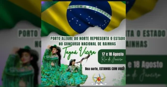 Imagem de Tayná Vieira em traje junino representando Porto Alegre do Norte no concurso nacional. Créditos: Prefeitura de Porto Alegre do Norte / Instagram.