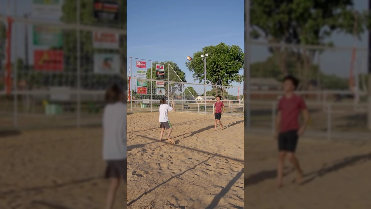 Imagens da quadra de vôlei de praia em Nova Olímpia e organizadores divulgando o torneio. Créditos: Prefeitura de Nova Olímpia / Instagram.