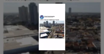 Vista aérea de Rondonópolis mostrando o trajeto da Cavalgada da 51ª Exposul. Créditos: Visite Rondonópolis / Instagram