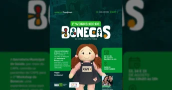 Boneca artesanal, símbolo do 1º Workshop de Bonecas promovido pela Secretaria de Saúde de Campo Verde via @saude_campoverde no Instagram.