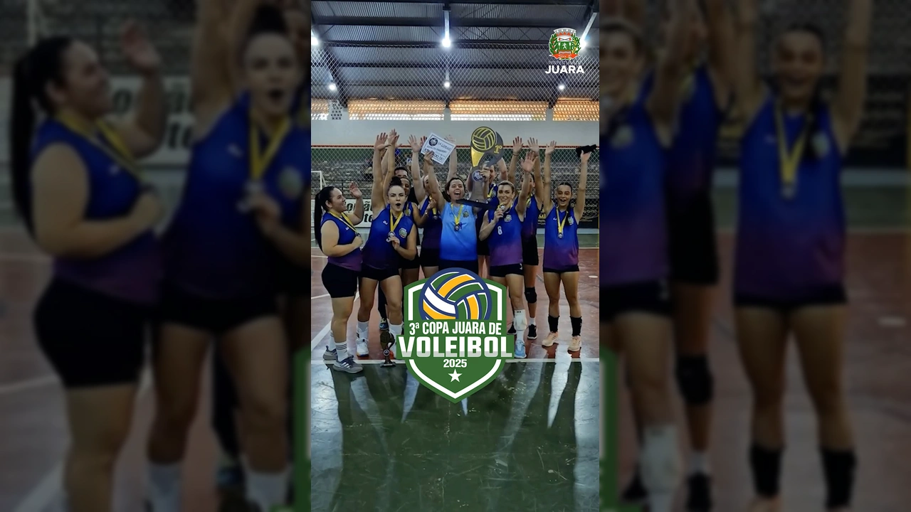 Atletas em quadra durante a 3ª Copa Juara de Voleibol 2025. Créditos: Prefeitura de Juara / Instagram