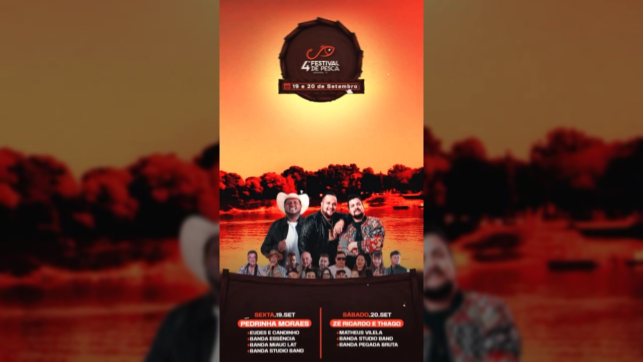 Capa do 4º Festival de Pesca de Araguaiana com artistas e o logo do evento. Crédito: festivalaraguaiana2025 / Instagram