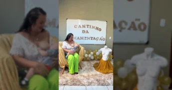 Mães e gestantes participam do Cantinho da Amamentação em Alto Boa Vista. Créditos: saudeabv / Instagram
