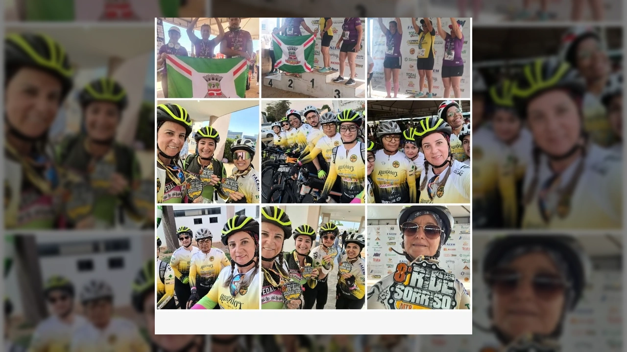 Grupo de ciclistas de Barra do Bugres no 8º Ride Sorriso MTB em Sorriso, Mato Grosso. Crédito: pedal_barra / Instagram