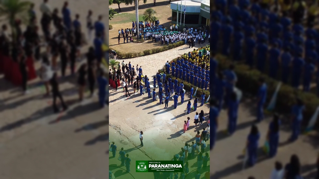 Bandeiras hasteadas durante o Ato Cívico de 7 de Setembro em Paranatinga, Mato Grosso. Créditos: pref.paranatinga / Instagram