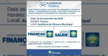 Audiência pública em Sapezal sobre metas fiscais e saúde, via Prefeitura de Sapezal / Instagram