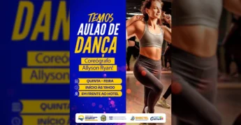Mulher dançando em aula de dança promovida pela Prefeitura de Novo Horizonte do Norte com Allyson Ryan / Instagram: prefnovohorizontedonortemt