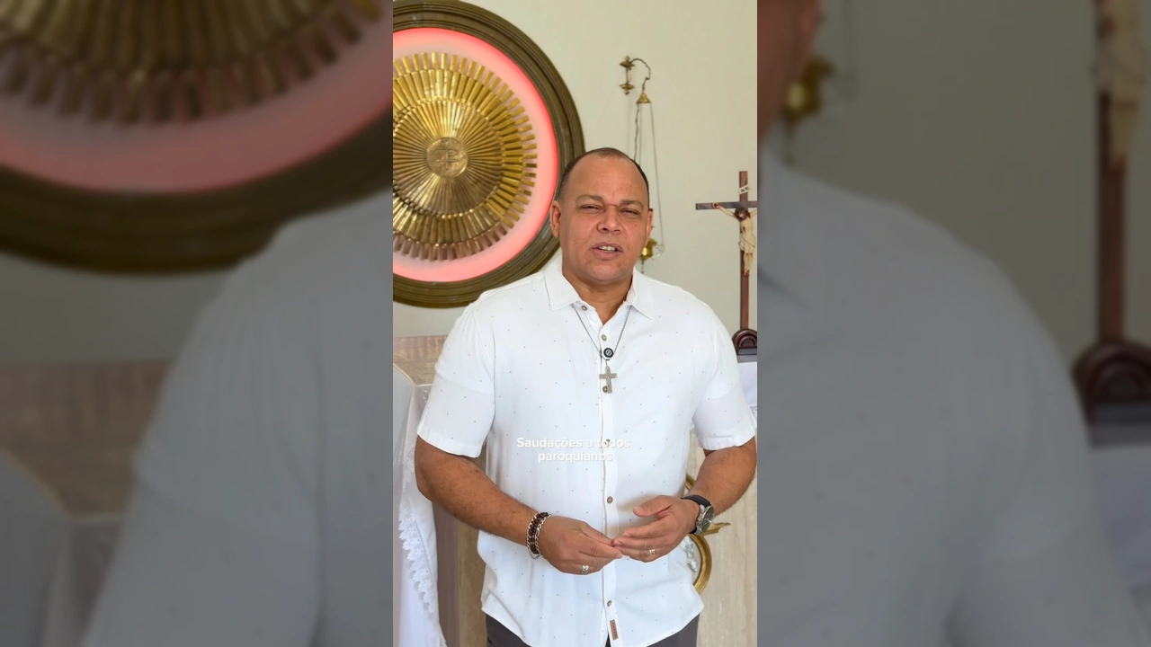 Padre e membro da Prefeitura de Canarana convidando para o Aviva Canarana 2025, Parque de Exposições. Crédito: Prefeitura de Canarana - MT / Instagram.