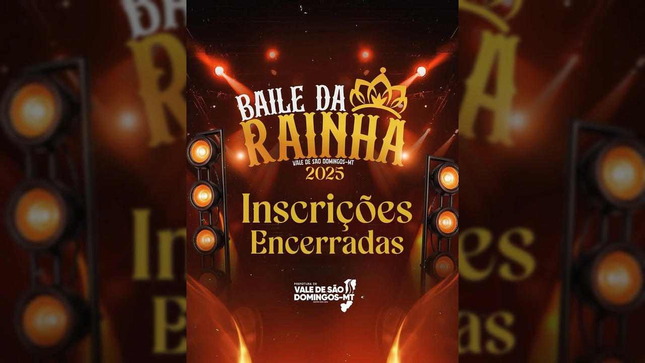 Imagem de divulgação do Baile da Rainha 2025 em Vale de São Domingos-MT. Créditos: expovale_vsd.