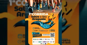 Banner com detalhes da corrida e descida de caiaque do projeto 'Salve o Rio Araguaia 2025' em Barra do Garças. Créditos: Prefeitura de Barra do Garças / Instagram
