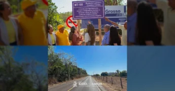 Placa da Rodovia Ladislau Cristino Côrtes na MT-100, Barra do Garças. Crédito: Prefeitura de Barra do Garças / Instagram.