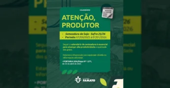 Imagem ilustrativa do calendário de semeadura da soja, com informações da Famato para a safra 25/26 no estado de Mato Grosso / Instagram