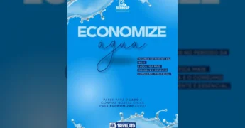 Cartaz da SEMOSP de Santa Rita do Trivelato com dicas para economia de água durante o período de seca.
