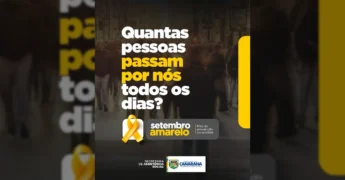 Imagem da campanha Setembro Amarelo da Prefeitura de Canarana, com laço amarelo e frase "Você pode ajudar!". Crédito: Instagram @prefcanaranamt.