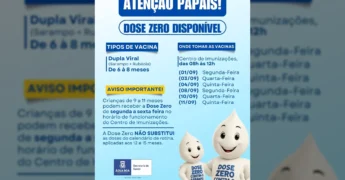 Bebês recebendo a vacina Dose Zero contra sarampo e rubéola em Água Boa. Imagem da campanha da Prefeitura de Água Boa-MT no Instagram.