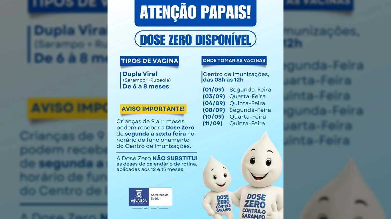 Bebês recebendo a vacina Dose Zero contra sarampo e rubéola em Água Boa. Imagem da campanha da Prefeitura de Água Boa-MT no Instagram.