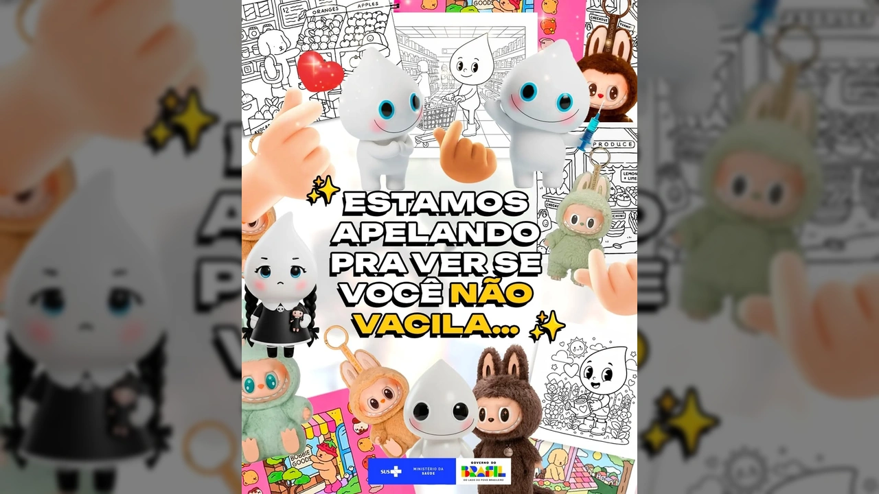 Personagens lúdicos da campanha do Ministério da Saúde para vacinação de HPV em jovens de 15 a 19 anos / Instagram