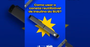 Caneta de insulina reutilizável do SUS ilustrada, com orientações do Ministério da Saúde. Créditos: Ministério da Saúde / Instagram