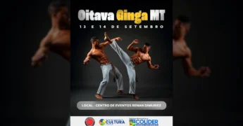 Dois capoeiristas em ação durante a Oitava Ginga MT em Colíder. Imagem: Prefeitura de Colíder / Instagram