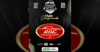 Carro antigo clássico em destaque, símbolo do 1º Encontro de Carros Antigos de Tabaporã, com o logo da AVAC. Créditos: Prefeitura de Tabaporã / Instagram