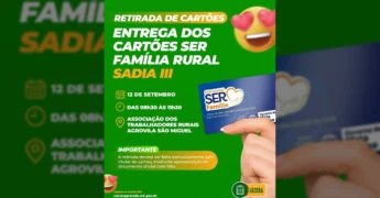 Cartão Ser Família Rural Sadia III sendo entregue em Várzea Grande. Crédito: Secretaria de Assistência Social de Várzea Grande / Instagram