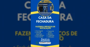 Fachada da Casa da Fechadura, com a marca CF e o slogan 'Soluções em Segurança', localizada no Centro de Cuiabá. Crédito: Instagram/fechadurac