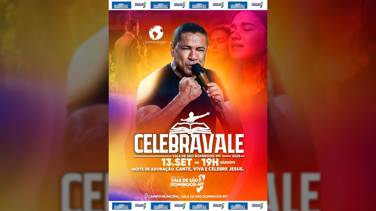 CelebraVale 2025 em Vale de São Domingos com Louvor Aliança. Créditos: Prefeitura Municipal de Vale de São Domingos / Instagram.