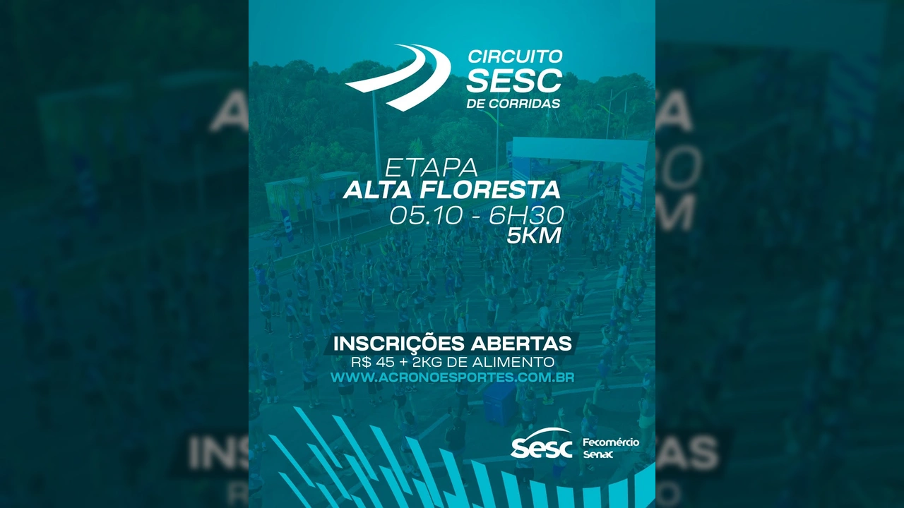 Corredores se aquecendo para o Circuito Sesc de Corridas em Alta Floresta, imagem de @sescmt / Instagram
