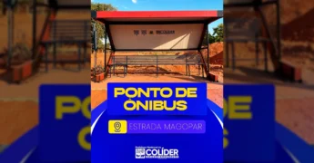 Novo ponto de ônibus na Estrada Magopar, Colíder - MT, instalado pela Prefeitura para o transporte escolar.