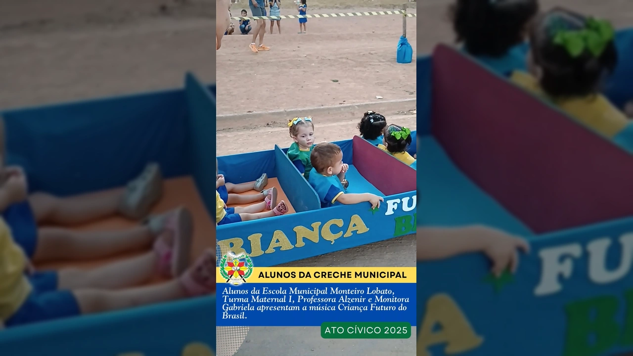 Crianças da Escola Municipal Monteiro Lobato no Ato Cívico em Terra Nova do Norte. Créditos: terranovadonorte / Instagram
