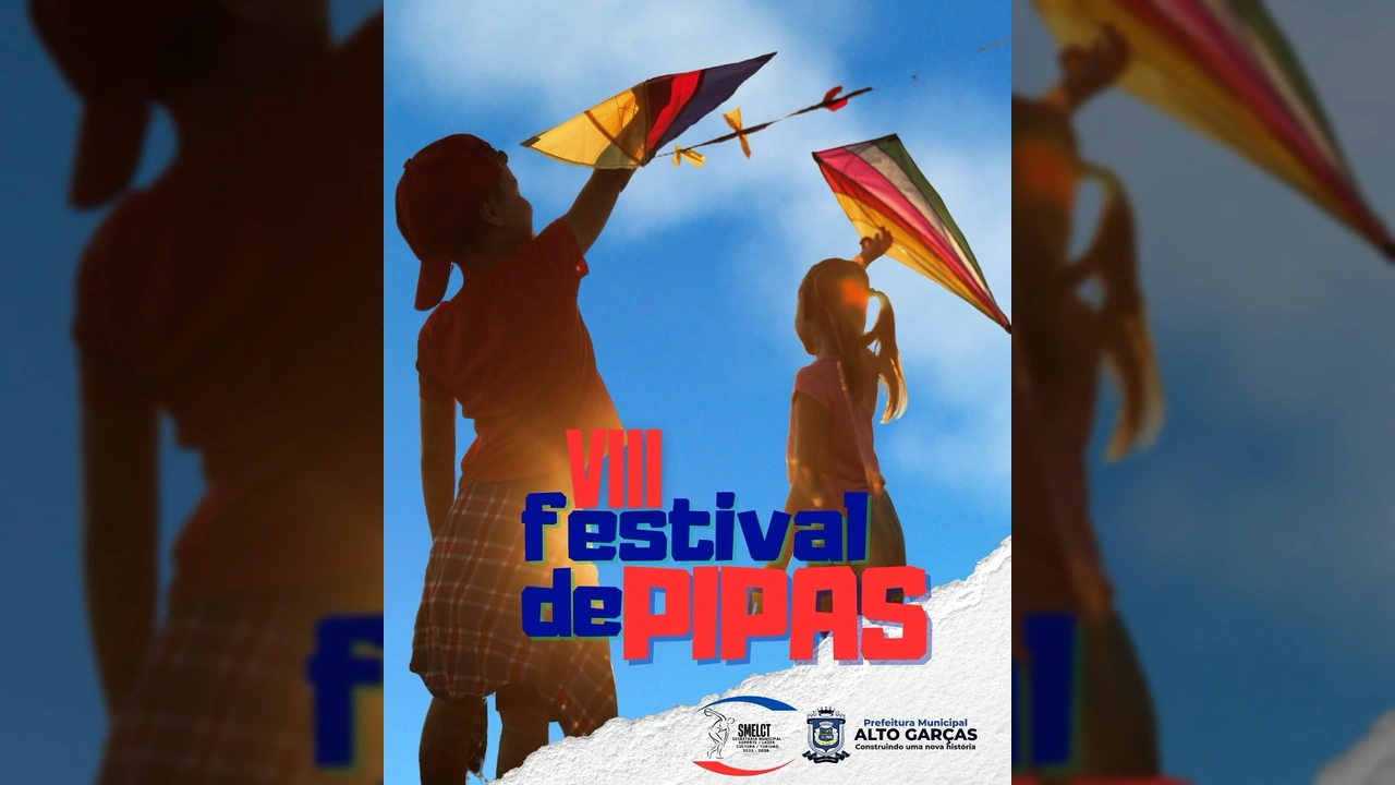 Imagem do 8º Festival de Pipas em Alto Garças, promovido pela Prefeitura de Alto Garças / Instagram @prefeitura_altogarcas