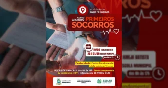 Pessoa com bandagem no braço, representando curso de Primeiros Socorros em Apiacá (ES). Crédito: Prefeitura Municipal de Apiacá / Instagram.