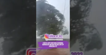 Foto do barracão do Daejur destruído por ventania em Juruena, MT. Créditos: Juruena MT 2022 / Instagram.