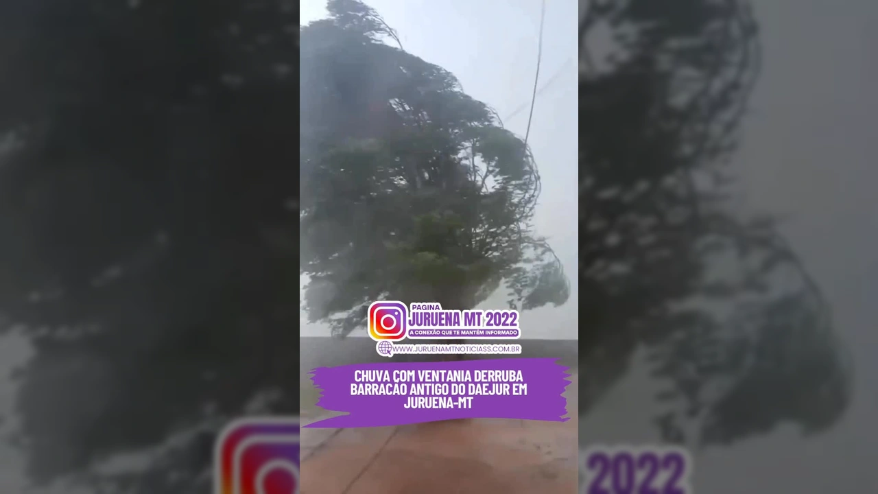 Foto do barracão do Daejur destruído por ventania em Juruena, MT. Créditos: Juruena MT 2022 / Instagram.