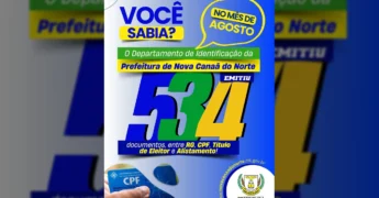 Documentos emitidos pela Prefeitura de Nova Canaã do Norte em agosto, imagem de @prefeituradenovacanaadonorte