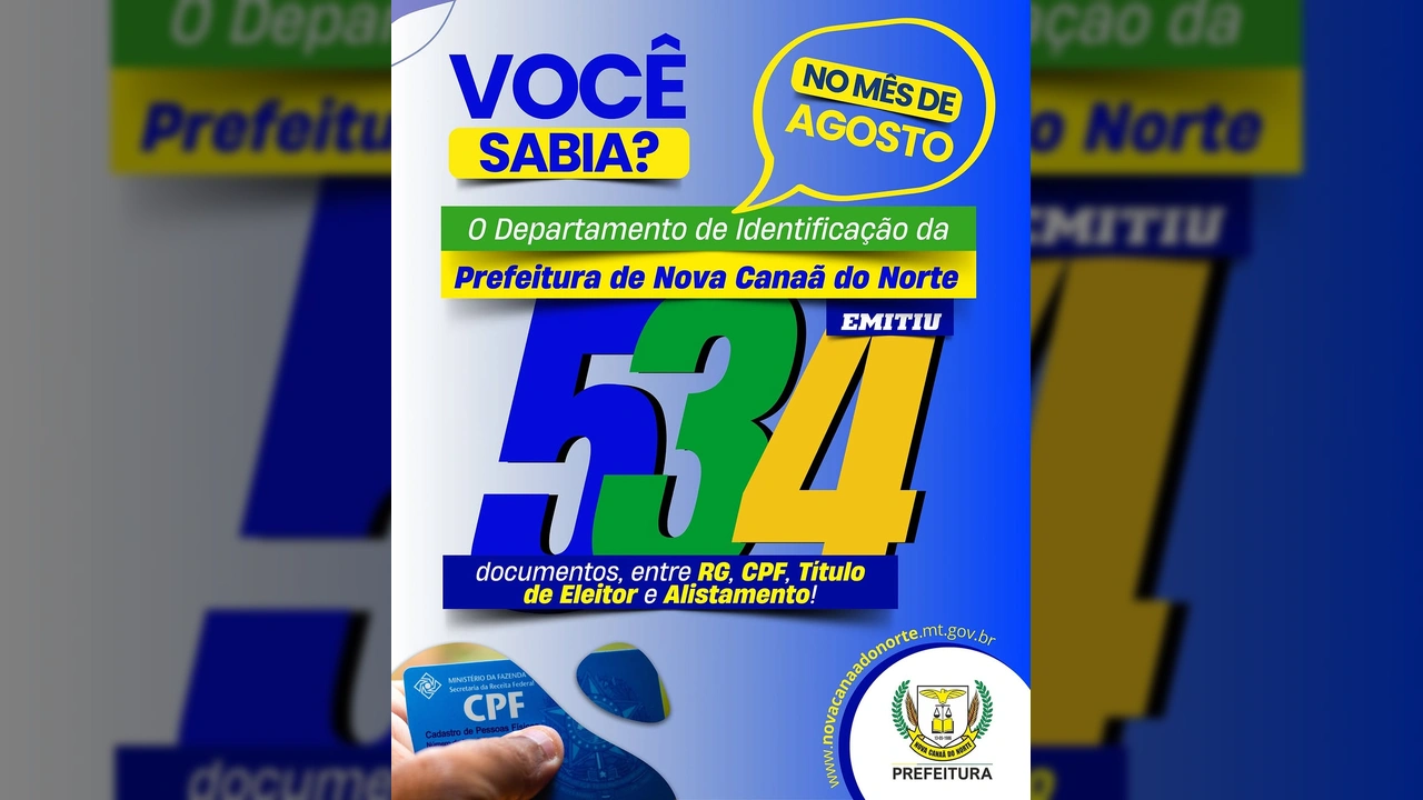 Documentos emitidos pela Prefeitura de Nova Canaã do Norte em agosto, imagem de @prefeituradenovacanaadonorte