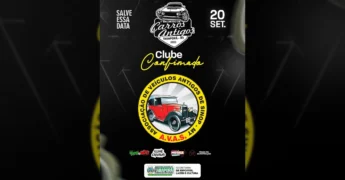 Cartaz do 1º Encontro de Carros Antigos em Tabaporã com data 20 de setembro de 2025 e o logotipo da Associação de Veículos Antigos de Sinop (A.V.A.S). Créditos: Prefeitura de Tabaporã / Instagram.