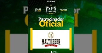 Banner de divulgação da ExpoDiamantino 2025 com logos Sicredi e Malthbeer, datas e local do evento. Créditos: expodiamantino / Instagram.