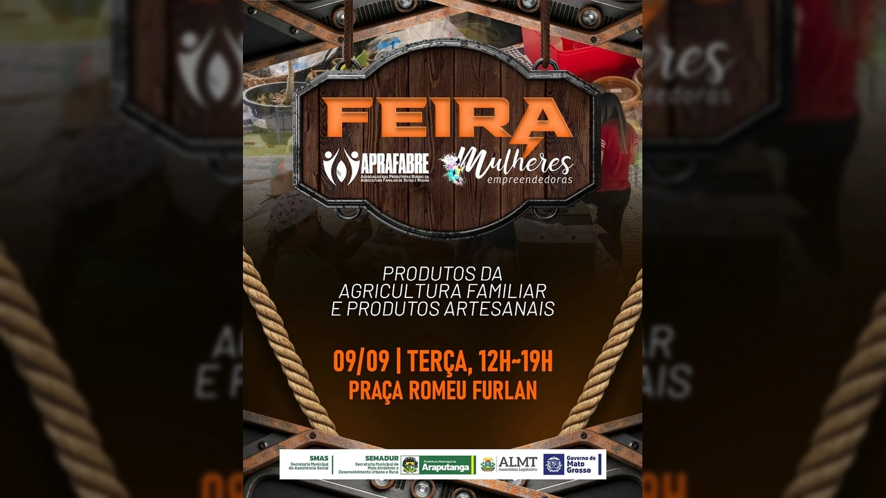 Feira de produtos da agricultura familiar e artesanais em Araputanga. Créditos: Prefeitura de Araputanga / Instagram.