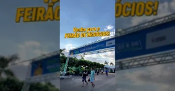 Feirão de Negócios em Ipiranga do Norte, com estandes de empresas locais e visitantes. Crédito: Prefeitura Municipal de Ipiranga do Norte - MT / Instagram