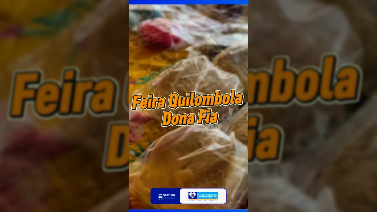Imagem da Feira Quilombola Dona Fia com produtos artesanais, comidas típicas e dançarinos, creditada à Secretaria De Cultura e Turismo / Instagram.