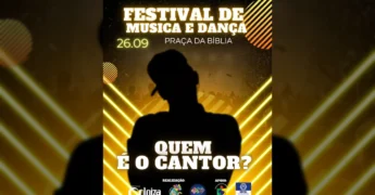 Pôster do 1º Festival de Música e Dança de Colniza, mostrando data, local e uma silhueta misteriosa de um cantor, créditos a prefeitura_de_colniza / Instagram.