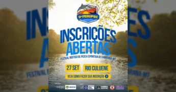Cartaz de divulgação do 5º FERUPEC em Canarana, mostrando um peixe, rio e a data 27 de setembro. Créditos: Prefeitura de Canarana - MT / Instagram.