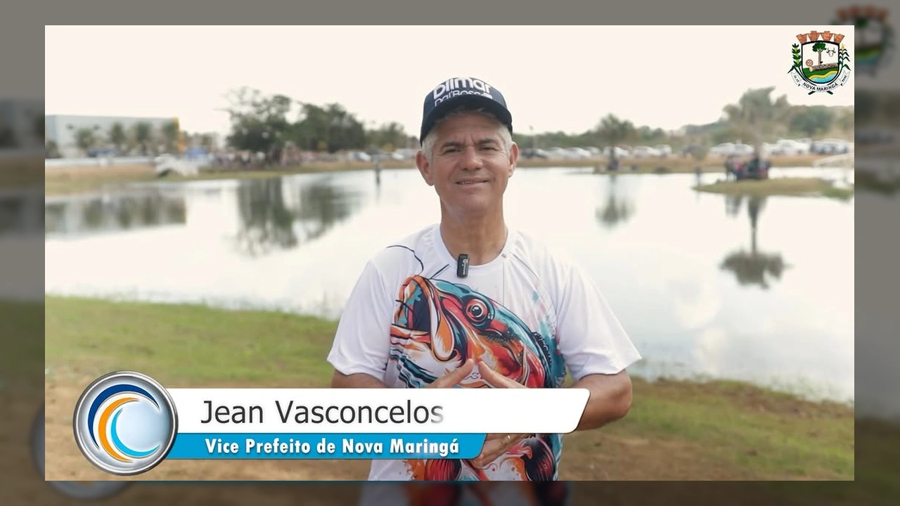 Imagens aéreas e de participantes pescando no 4º Festival de Pesca no Lago de Nova Maringá. Créditos: prefnovamaringa / Instagram.